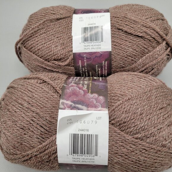 Patons Decor Worsted Yarn Taupe Heather 2 Skeins 210 Yards Each - Picture 4 of 6